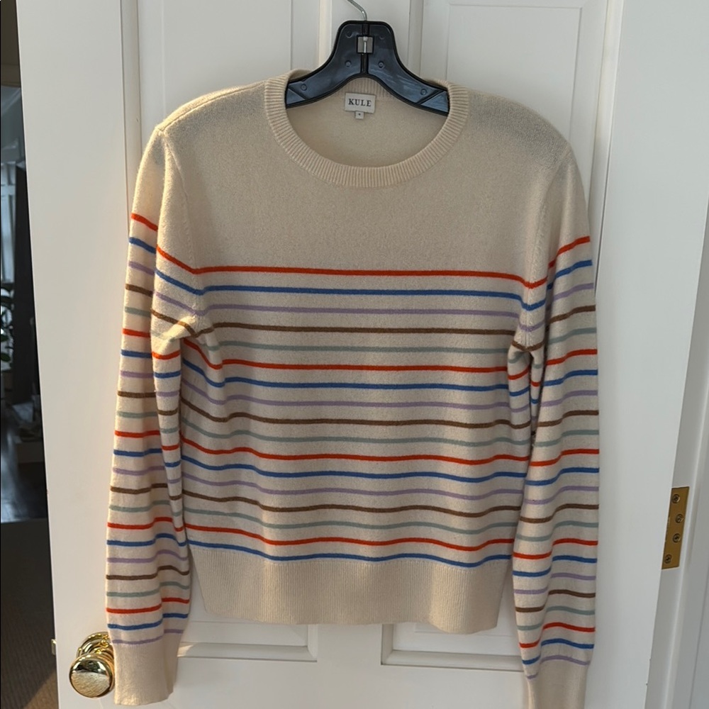 KULE Women's Striped Sweater - Cream, Orange, Blue